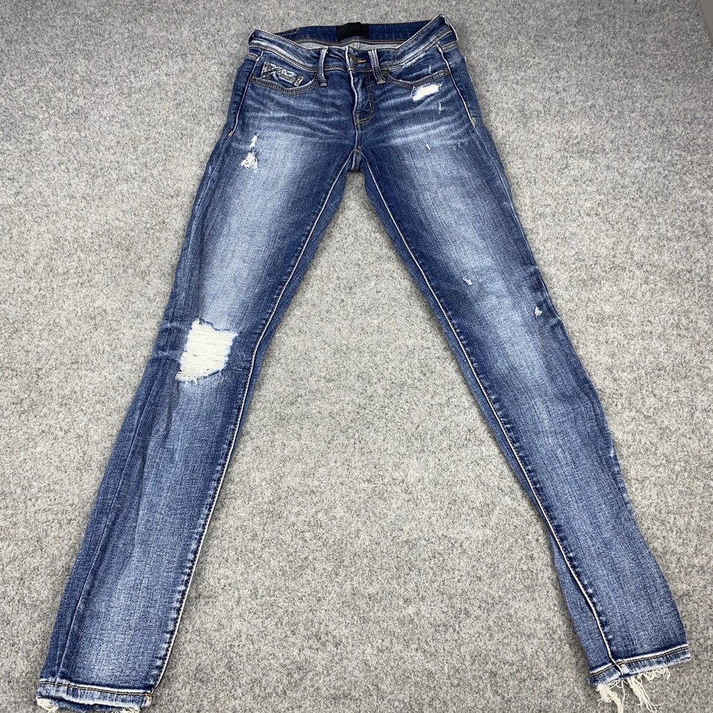 Buckle Black Skinny Jeans Women's 24x31 Distressed Blue Stretch Denim Casual EUC
